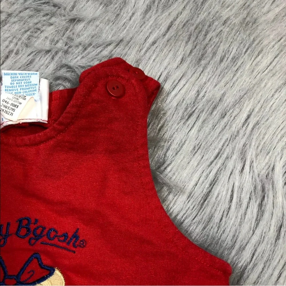 Vintage Baby Girls Oshkosh Bgosh Red Teddy Bear Jumpsuit Romper